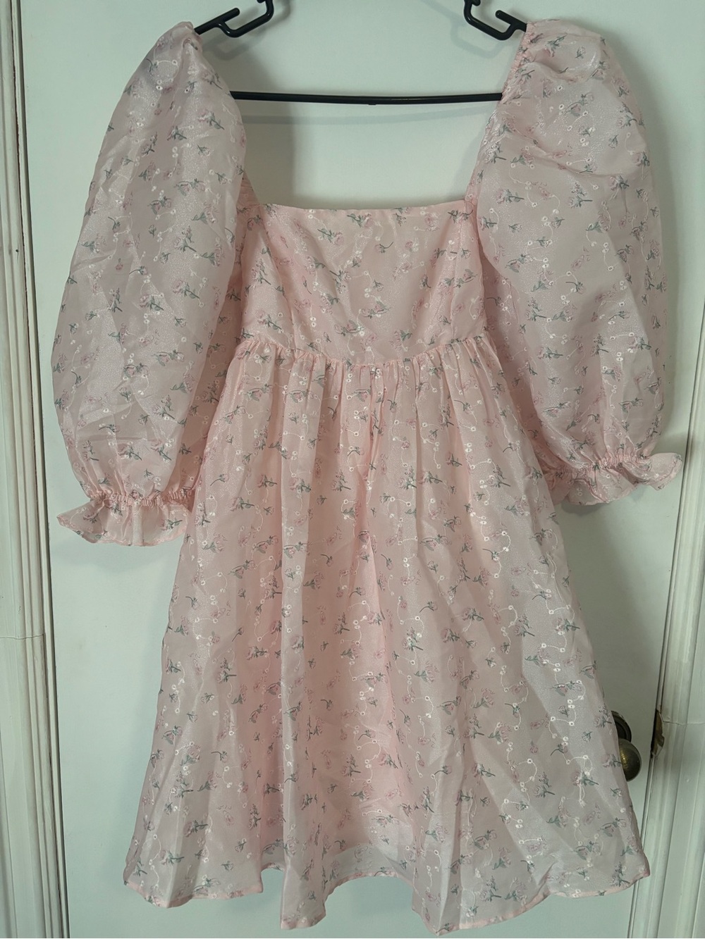 ALTAR’D STATE Stephanie dress pink floral, puffed sleeves size S